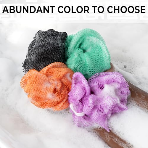 MINISENTIALS African Net Sponge with Knots (2 Pieces) Purple Lilac Back Scrubber 40in+, Exfoliating