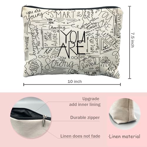 Inspirational Canvas Makeup Bag - 10x7.5 inches, Ideal Gift for Teens