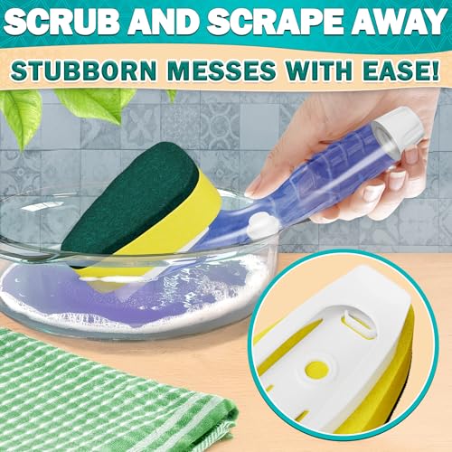 Dish Wand with Soap Dispenser & 7 Sponge Refills - Non-Scratch