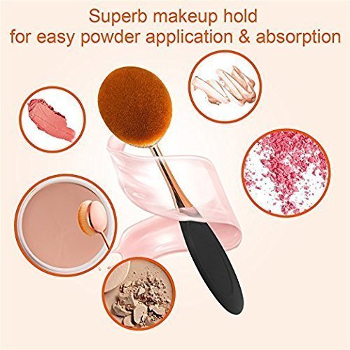 Yoseng 10-Piece Professional Oval Makeup Brush Set - Rose Gold