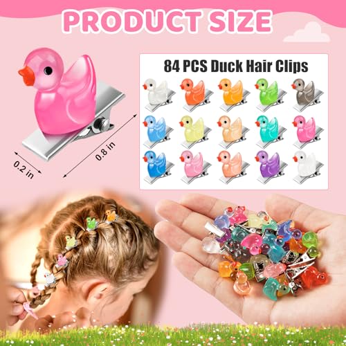 84Pcs Glow Duck Sprouts Rave Hair Clips - Colorful Accessories