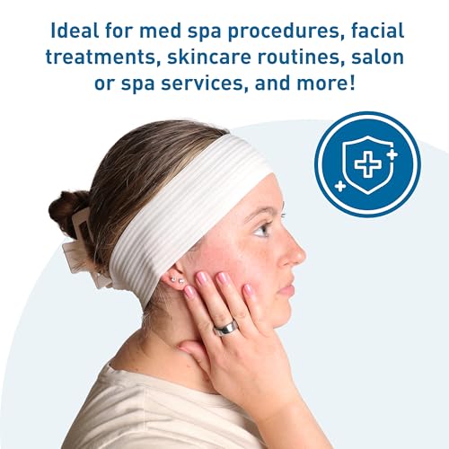 BodyMed Disposable Medical & Spa Headbands White Pack of 48 - Single-Use, Adjustable Closure