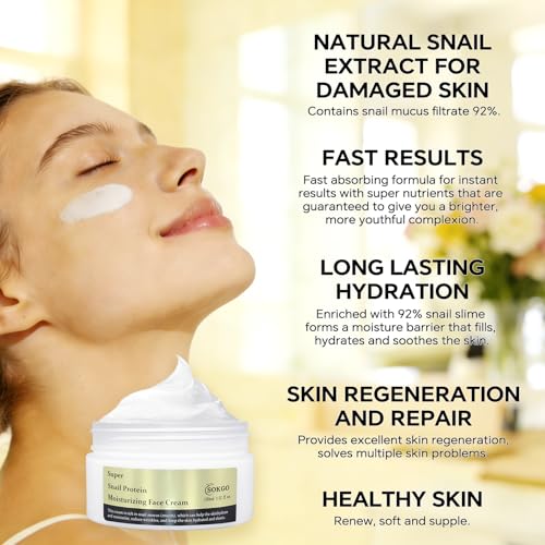 Sokgo Snail Mucin Cream - Hydrating Moisturizer for All Skin Types, 1 Pack