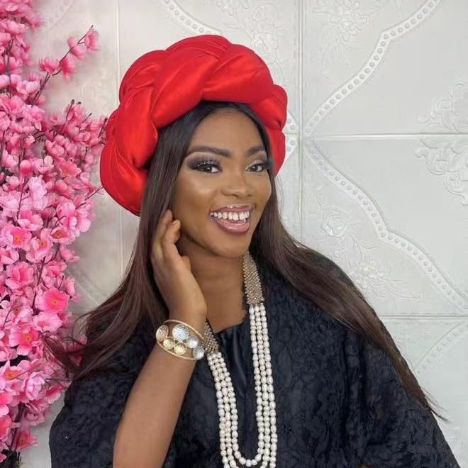 African Auto Gele Braid Turban Cap for Weddings and Formal Parties