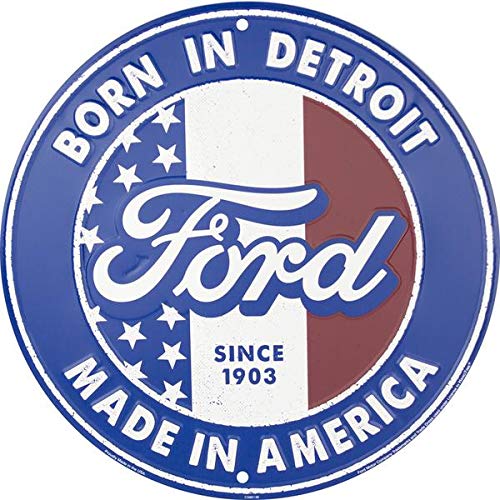 Ford Born In Detroit 12-Inch Nostalgia Aluminum Sign