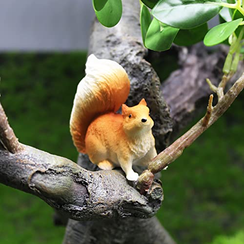 Mini Squirrel Figurines Set - 4pc Resin Cake Toppers for Gardens