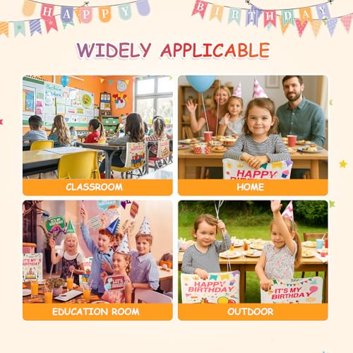Happy Birthday Chair Covers Set of 2 for Classroom - 16.5x22.4 Inch