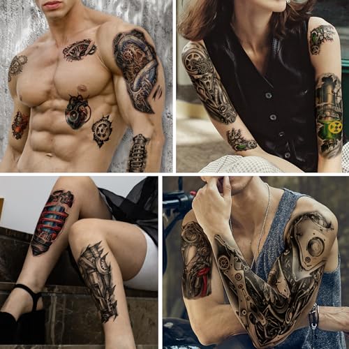 Mechanical Temporary Tattoos - 48 Waterproof Half Arm Robot Sleeve