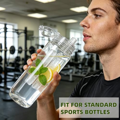 Silicone Long Ice Cube Tray for Water Bottles - Stackable & Easy Release (2 Pack)