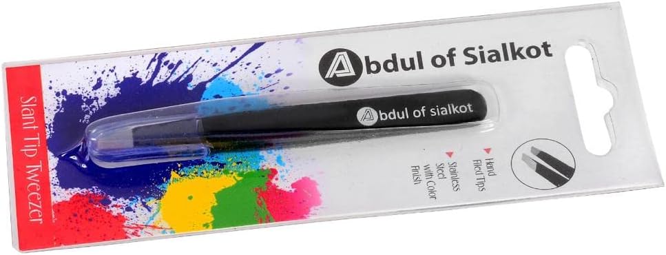 Stainless Steel Eyebrow Tweezers - Slant Tip Precision for Men & Women | Ideal for Brow, Facial Hair & Ingrown Hair (Black)