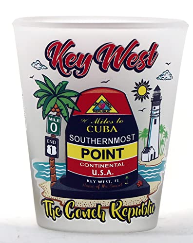 Key West Florida Frosted Shot Glass - 2.25" Tall Souvenir