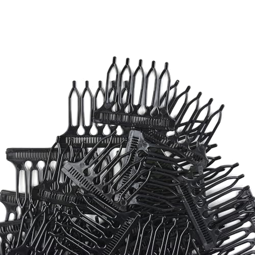 30 Pcs 5-Teeth Black Plastic Wig Combs for Styling Wigs