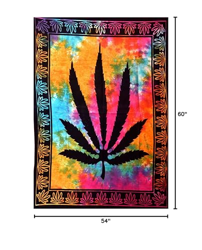 Bohemian Marijuana Leaf Tapestry - 54x60 Inches Cotton Wall Art