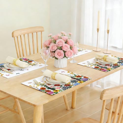 50 Pack Wildflower Disposable Placemats - 16x11 Inch Floral for Weddings & Parties