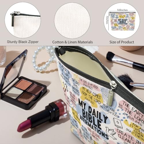 Daily Affirmations Makeup Bag - Faith-Based Travel Toiletry Pouch