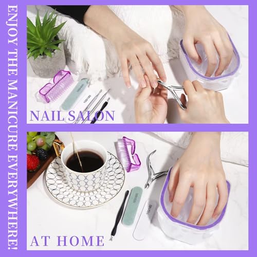 Fandamei Nail Soaking Bowl Purple - Gel Remover & Cuticle Kit with Files & Tools