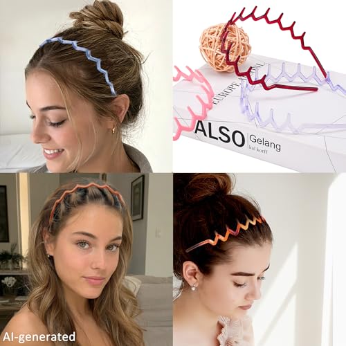 Duufin 20 Colorful Plastic Zig Zag Headbands for Women & Girls
