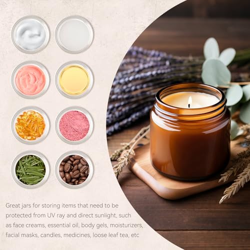 Qeirudu 4 oz Amber Glass Jars with Lids - 12 Pack, UV Protection & Leak-proof