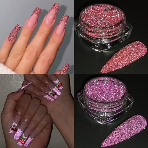 8-Color Reflective Glitter Powder Set for Nail Art - Fcozpjk
