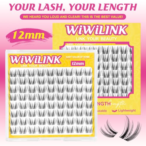 WiWiLINK Freya Lash Clusters, 12mm Natural Wispy D Curl Eyelash Extensions