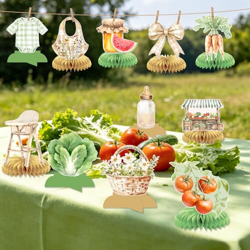 Farmers Market Baby Shower Decorations - 12 Honeycomb Centerpieces