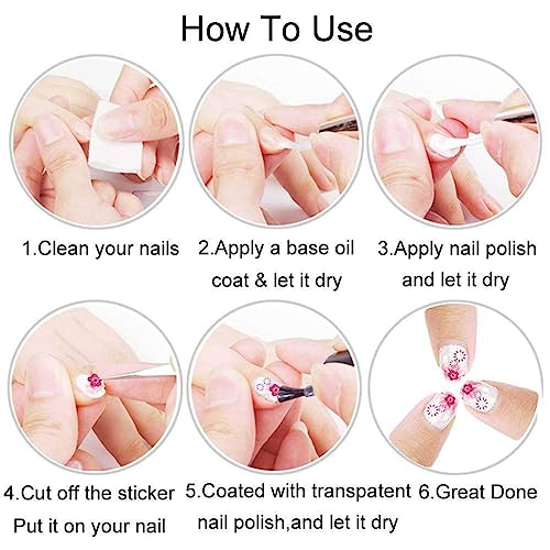 KTAABTR Valentines Style 06 Small Heart Nail Stickers 6 Sheets Glitter Decals for Manicure & DIY Nail Art