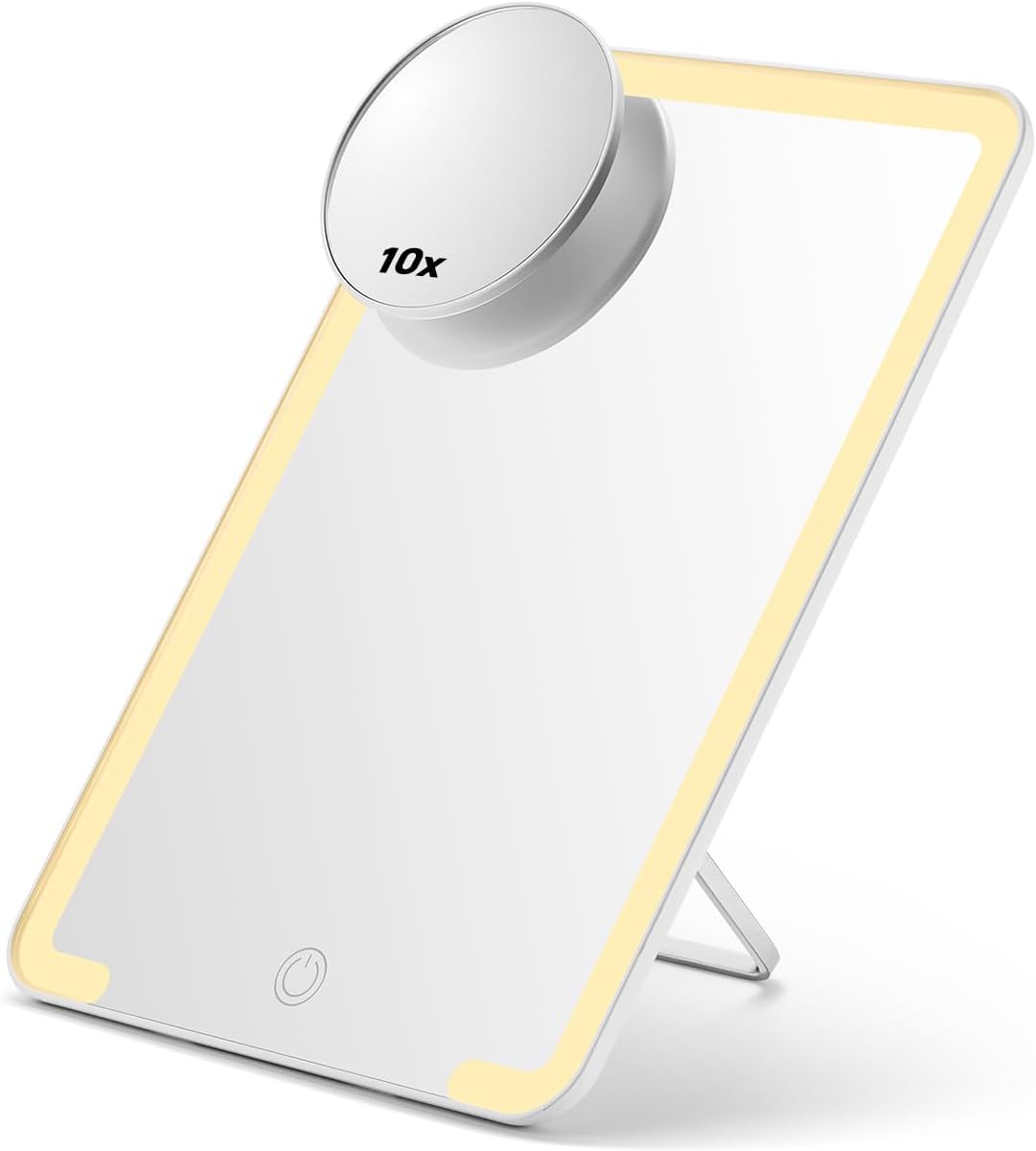 Lighted Makeup Mirror - 10X Magnifying Desk Mirror with Adjustable Stand & 3 Lighting Modes | 8 x 5 Inches, White