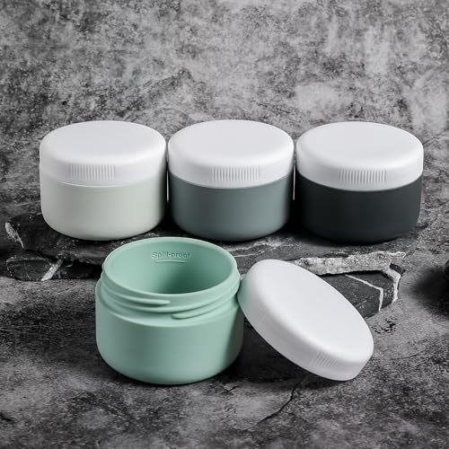 Kuangre 3oz Grey Silicone Travel Containers - Leakproof, BPA-Free, Portable Cosmetic Jars (4 Pack)
