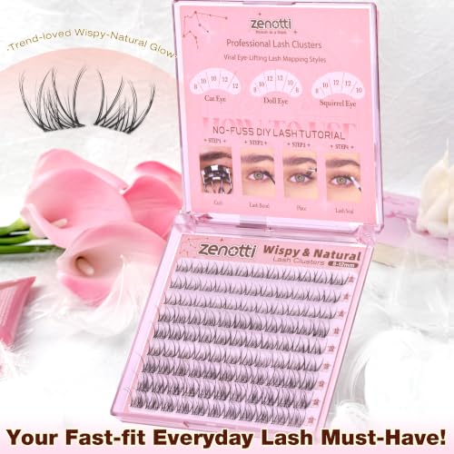 Zenotti Natural Short Wispy Lash Clusters 8-12mm for Natural Makeup