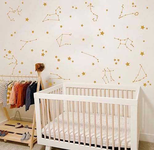 Gold Constellation Wall Decals for Nursery & Kids Room - 148 Stickers