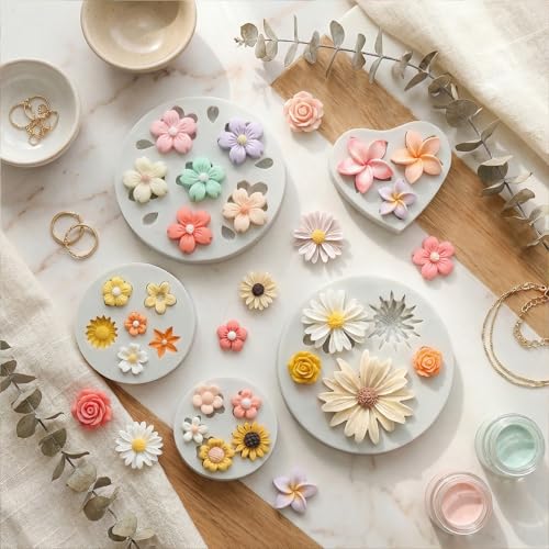 5 Pcs Flower Silicone Molds for Fondant, Chocolate & Crafts