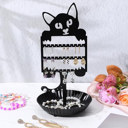Cat Earring Holder - Cute Jewelry Organizer with 36 Holes for Studs & Dangles