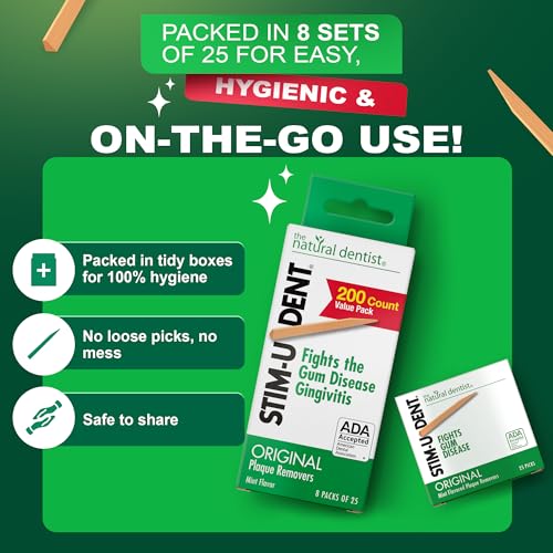 The Natural Dentist Stim-U-Dent Mint Dental Picks 1 Pack of 600 Wooden Toothpicks for Plaque Removal