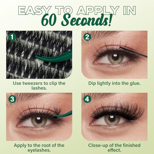 KEYYOU 3D Fluffy Lash Clusters D Curl Volume Lashes for Daily & Special Occasion Wear