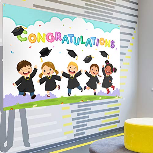 Congratulations Banner Backdrop 6 x 4 ft for Grad Parties - LINGPAR