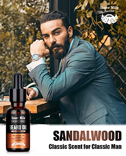 ISNER MILE 5-Pack Natural Beard Oil Set - Argan & Jojoba Grooming Gift