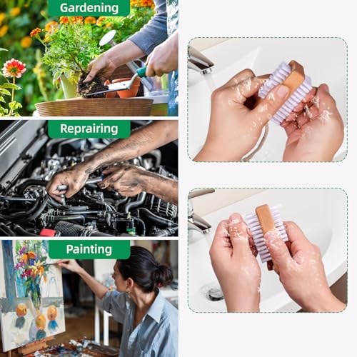 BONUMVITA 2-Pack Wooden Nail Brush with Hanging Rope