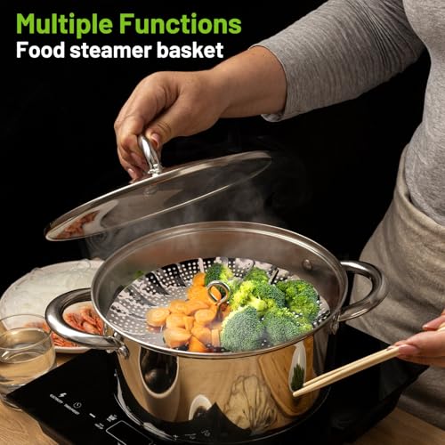 Sayfine Premium Stainless Steel Vegetable Steamer Basket - Expandable & Foldable