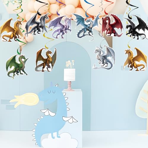 Dragon Birthday Party Decorations - 18PCS Pre-Strung Swirls