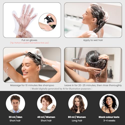 Dark Brown Hair Dye Shampoo 3-in-1 Color & Grey Coverage for Men & Women