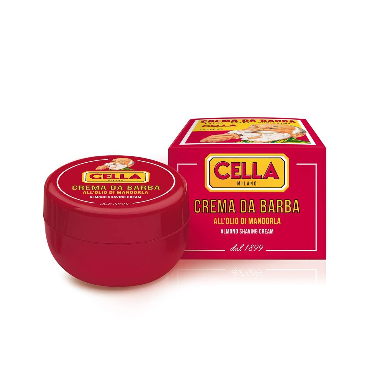 Cella Milano Classic Italian Almond Shaving Cream – Premium Tallow-Based Wet Shave Cream/Soap for Men - Rich Moisturizing Lather - A favorite of European Barbershops for 125 Years (5.2 oz / 150g)