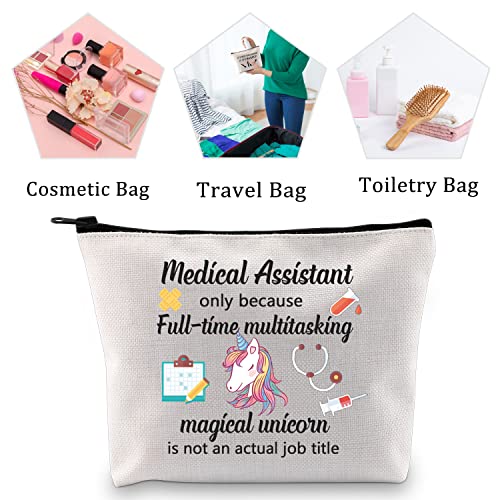 Medical Assistant Makeup Bag - Unicorn Cosmetic Pouch for Nurses & Graduates