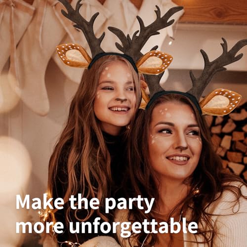 Woxafo Deer Antlers Headband - Cute Reindeer Horns for Halloween & Christmas Cosplay