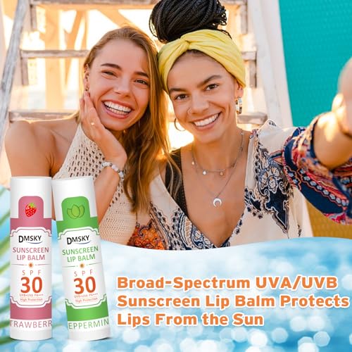 Dmsky SPF 30 Sunscreen Lip Balm - 8 Pack, 8 Flavors, No White Cast