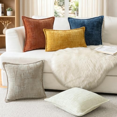 OTOSTAR 16x24 Inch Soft Chenille Decorative Pillow Cover - Rust