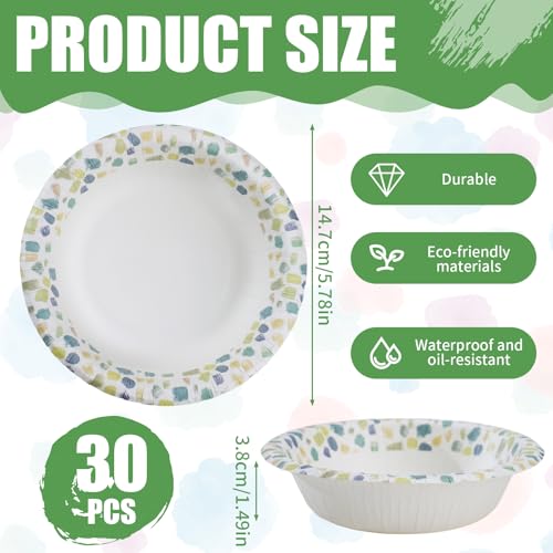 30 Count 8oz Microwaveable Disposable Paper Bowls - Eco-Friendly & Durable