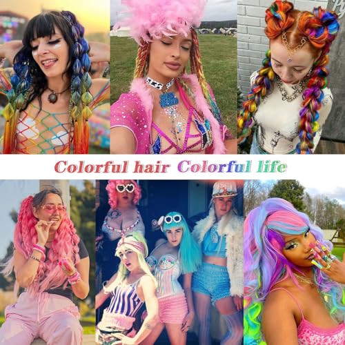 DAN NING 30 Inch Colorful Pre Stretched Braiding Hair Extensions - 3 Packs, Yaki Texture, Festival Style (Light Blue, Purple, Lavender)