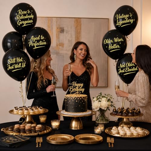 Funny Black Birthday Balloons for Adults - Humorous Party Decorations