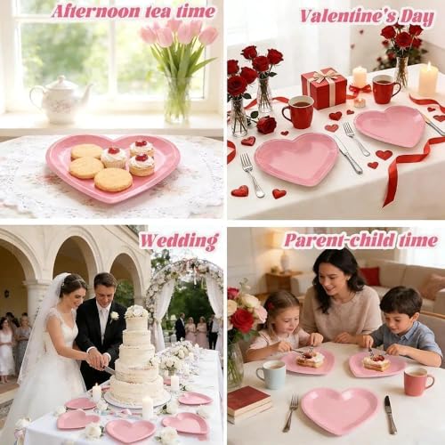 40-Pack Pink Heart Shaped Disposable Plates - 9 Inch Party Supplies