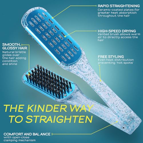 STYLANCE Double Sided Boar Bristle Clamp Hair Straightening Brush Set